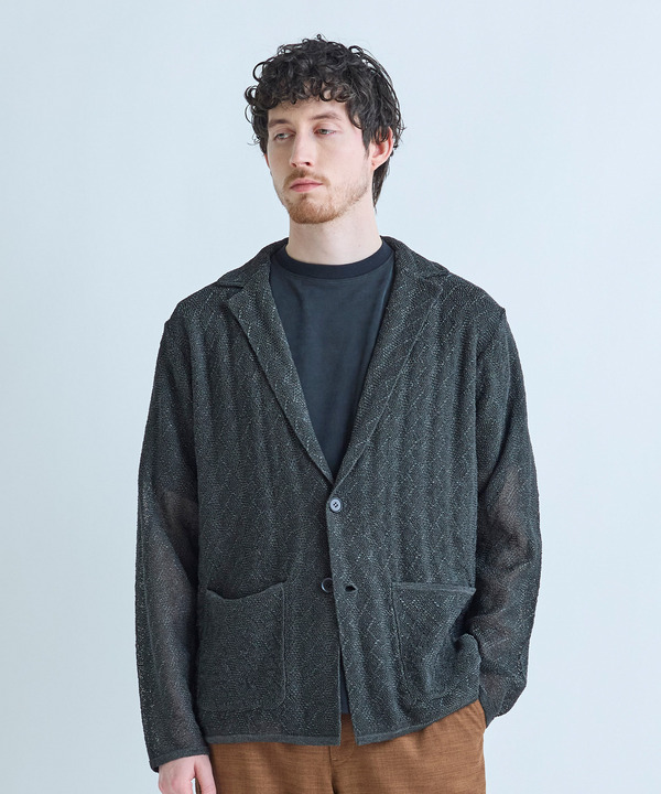 変形アーガイルシアーニットジャケット 詳細画像 8