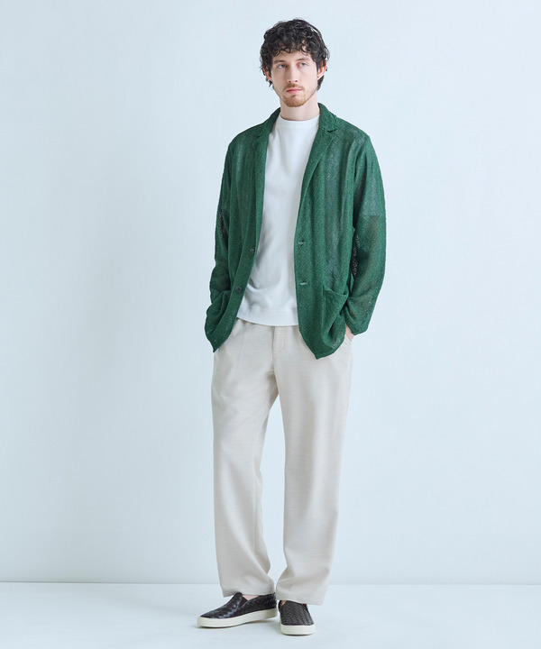 変形アーガイルシアーニットジャケット 詳細画像 9