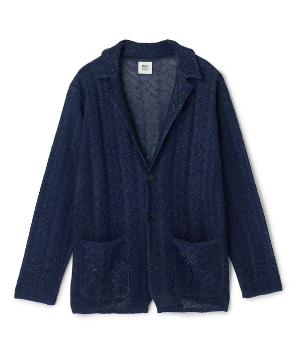 変形アーガイルシアーニットジャケット 詳細画像 ネイビー 1