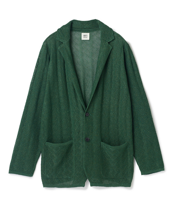 変形アーガイルシアーニットジャケット 詳細画像 グリーン 1