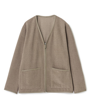 シアーメッシュスエード ジップカーディガン＜通気性＞＜ストレッチ＞