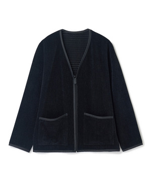 シアーメッシュスエード ジップカーディガン＜通気性＞＜ストレッチ＞