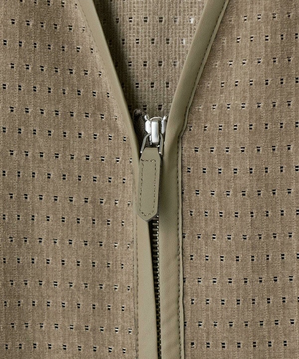 シアーメッシュスエード ジップカーディガン＜通気性＞＜ストレッチ＞ 詳細画像 10