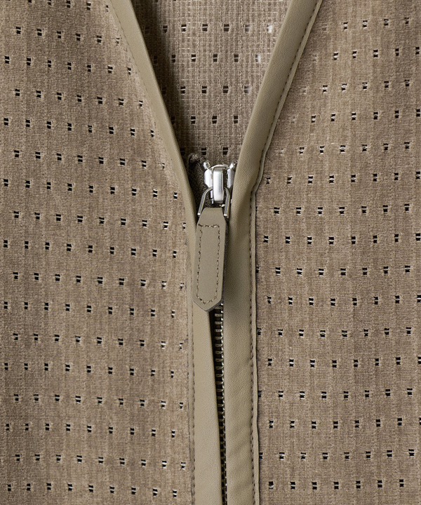 シアーメッシュスエード ジップカーディガン＜通気性＞＜ストレッチ＞ 詳細画像 2