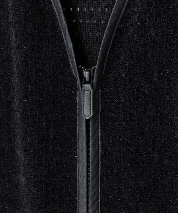 シアーメッシュスエード ジップカーディガン＜通気性＞＜ストレッチ＞ 詳細画像 3