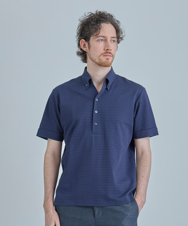 【ACTIVE TAILOR】ニットサッカーポロシャツ<COOL MAX/吸水速乾> 詳細画像 ネイビー 1