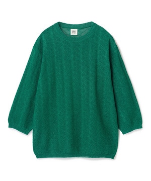 変形アーガイルシアーニット7分袖Tシャツ