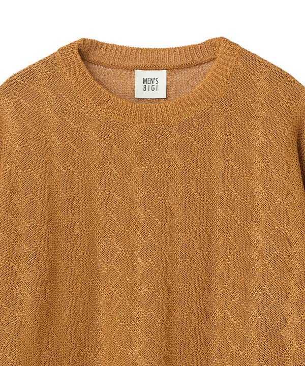 変形アーガイルシアーニット7分袖Tシャツ 詳細画像 1