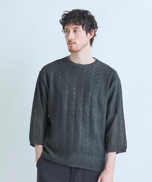 変形アーガイルシアーニット7分袖TEE 詳細画像 10