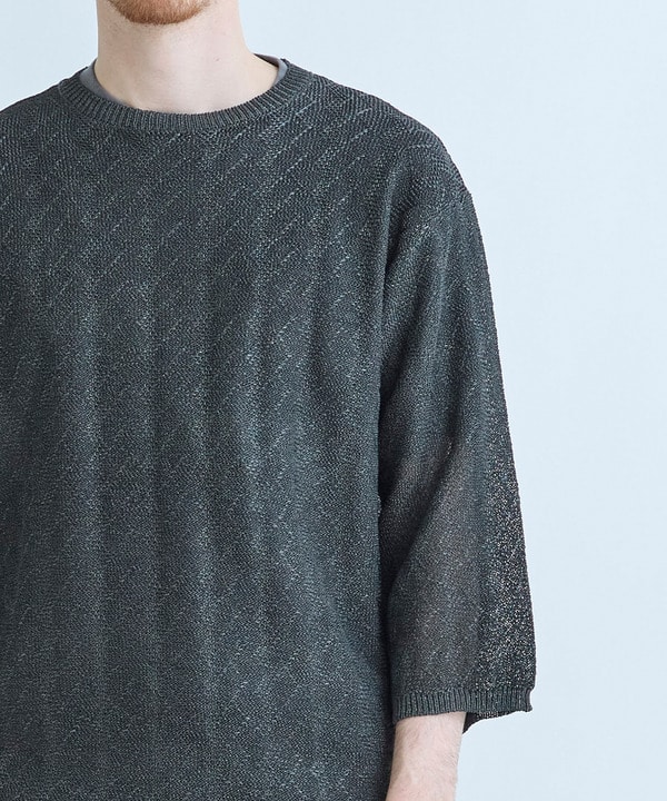 変形アーガイルシアーニット7分袖TEE 詳細画像 11