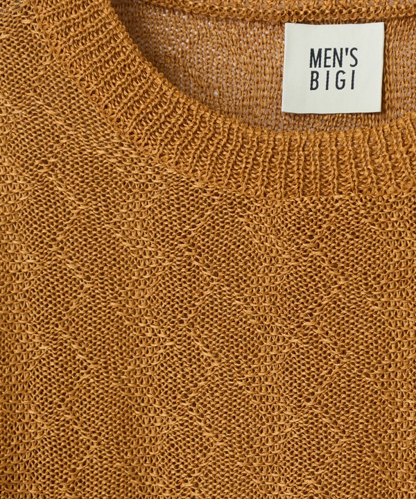 変形アーガイルシアーニット7分袖Tシャツ 詳細画像 2