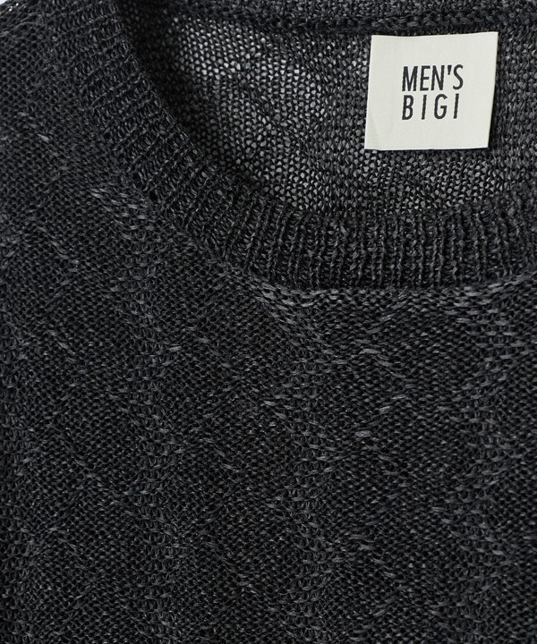 変形アーガイルシアーニット7分袖Tシャツ 詳細画像 8