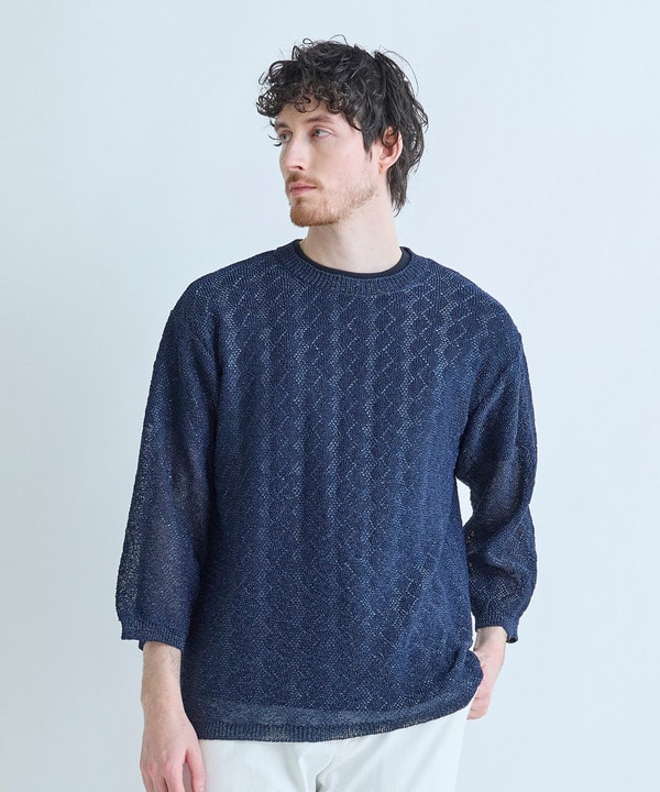 変形アーガイルシアーニット7分袖TEE 詳細画像 9