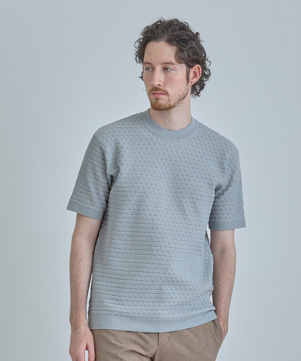 【ACTIVE TAILOR】ブリスターニットジャカードＴシャツ＜通気性/速乾性＞ 詳細画像 グレー 1