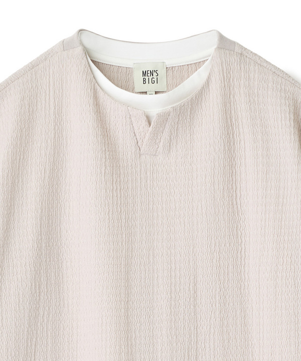 フェイクレイヤードキーネック半袖Tシャツ 詳細画像 15