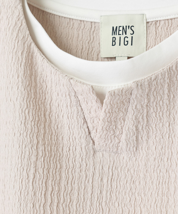 フェイクレイヤードキーネック半袖Tシャツ 詳細画像 16