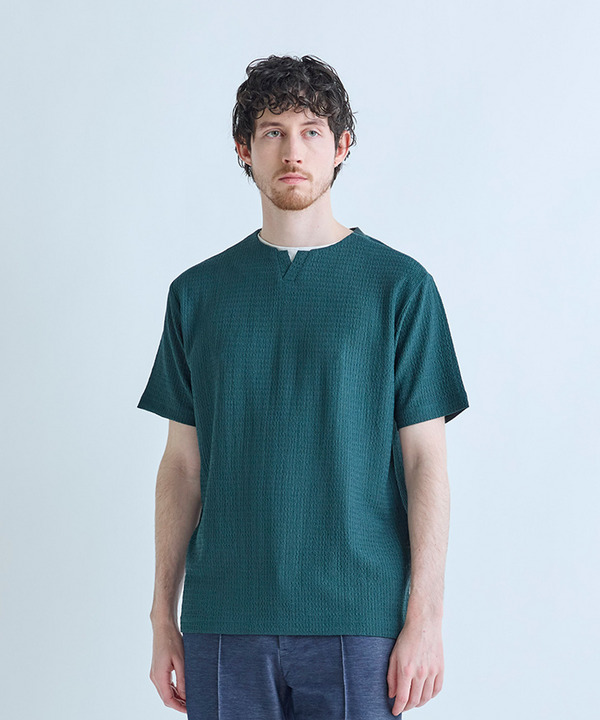 フェイクレイヤードキーネック半袖Tシャツ 詳細画像 5