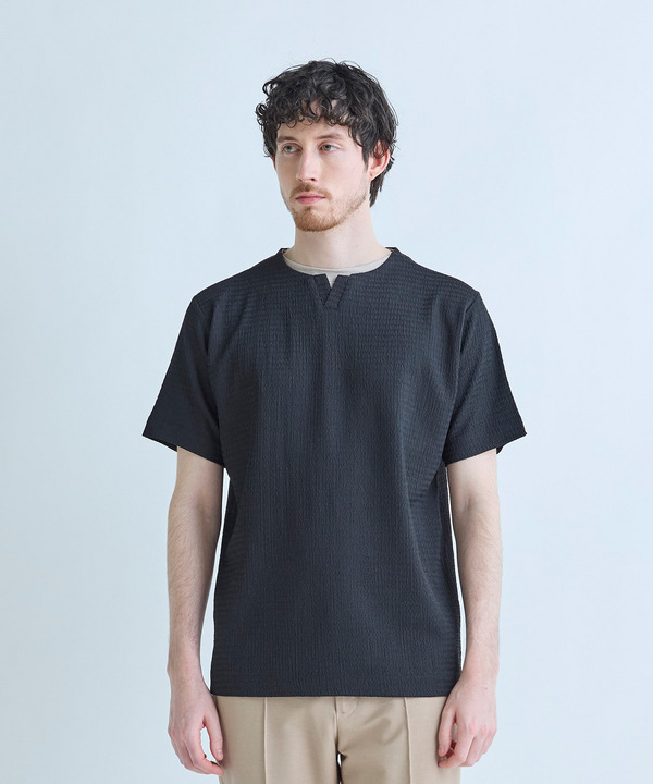 フェイクレイヤードキーネック半袖Tシャツ 詳細画像 6