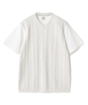 アラン調 ニットコンビTシャツ