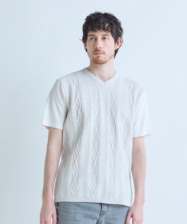 アラン調 ニットコンビTシャツ 詳細画像 4