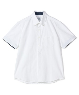 【COLE HAAN/コール ハーン】別注 綿麻オックス半袖シャツ＜吸水速乾/UVカット/遮熱/透け防止＞