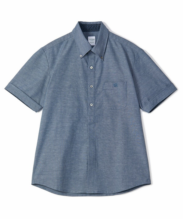 【COLE HAAN/コール ハーン】別注 綿麻オックス半袖シャツ＜吸水速乾/UVカット/遮熱/透け防止＞ 詳細画像 ネイビー 1