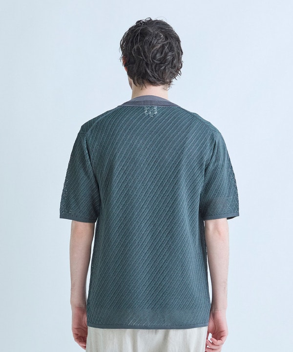 クルーネックバイアスメッシュニット半袖Tシャツ 詳細画像 10