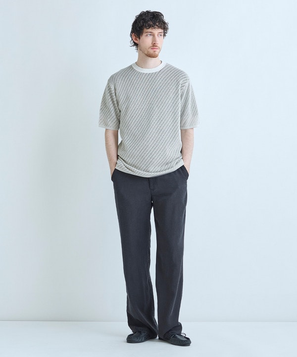 クルーネックバイアスメッシュニット半袖Tシャツ 詳細画像 12