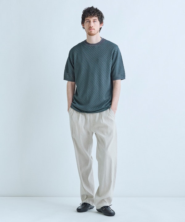 クルーネックバイアスメッシュニット半袖Tシャツ 詳細画像 15