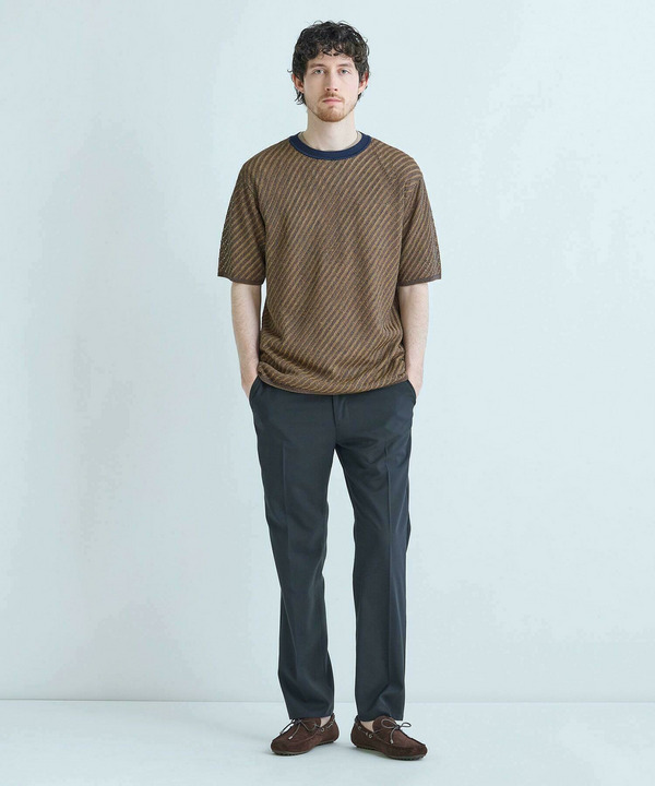 クルーネックバイアスメッシュニット半袖Tシャツ 詳細画像 18