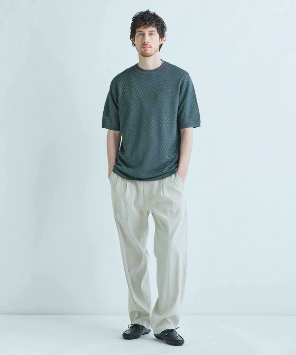 クルーネックバイアスメッシュニット半袖Tシャツ 詳細画像 19