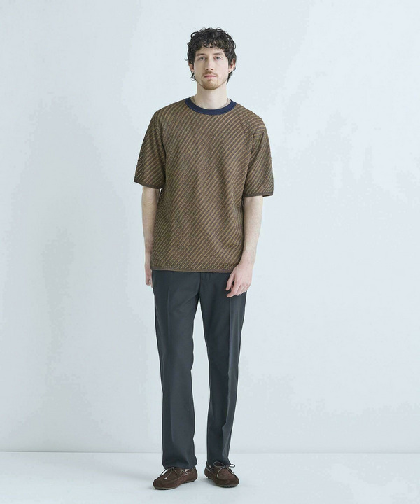 クルーネックバイアスメッシュニット半袖Tシャツ 詳細画像 7