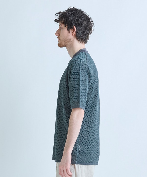 クルーネックバイアスメッシュニット半袖Tシャツ 詳細画像 9