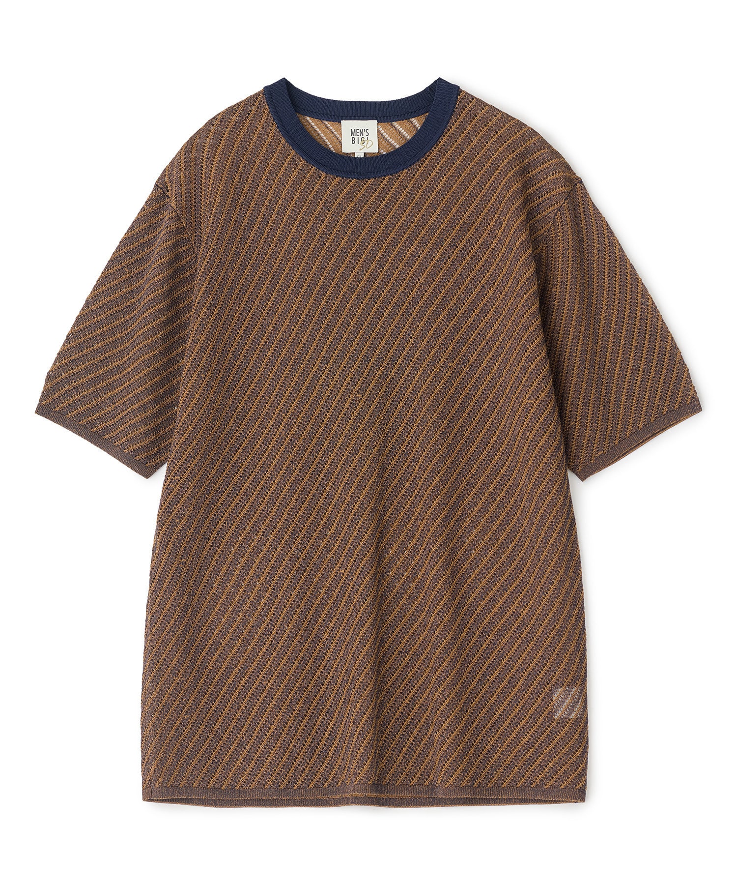 クルーネックバイアスメッシュニット半袖Tシャツ｜メンズファッション