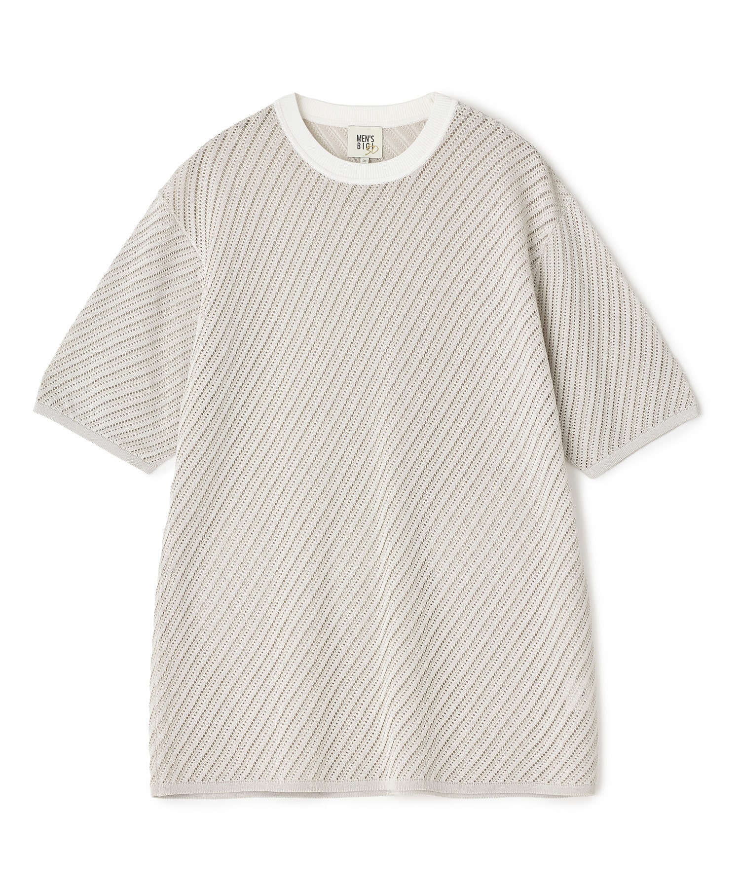 クルーネックバイアスメッシュニット半袖Tシャツ｜メンズファッション