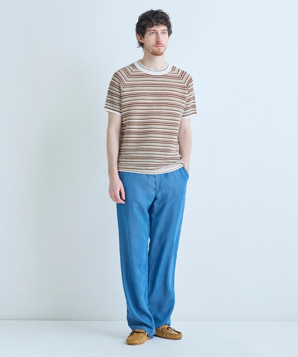 マルチカラーボーダー半袖ニットTシャツ 詳細画像 11