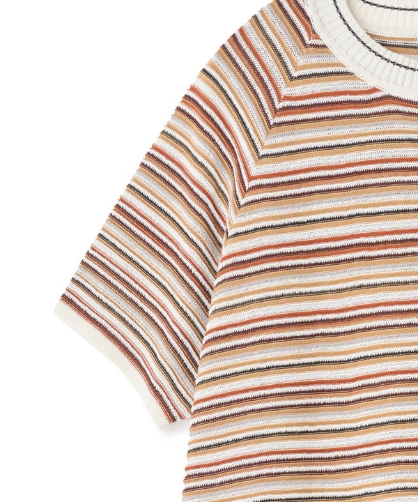 マルチカラーボーダー半袖ニットTシャツ｜メンズファッション通販