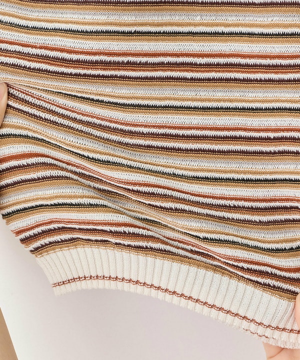 マルチカラーボーダー半袖ニットTシャツ｜メンズファッション通販