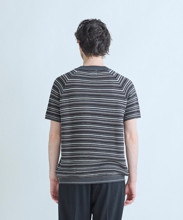 マルチカラーボーダー半袖ニットTシャツ 詳細画像 2