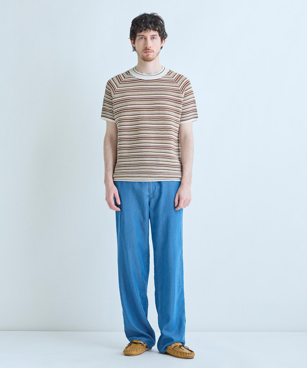 マルチカラーボーダー半袖ニットTシャツ 詳細画像 3