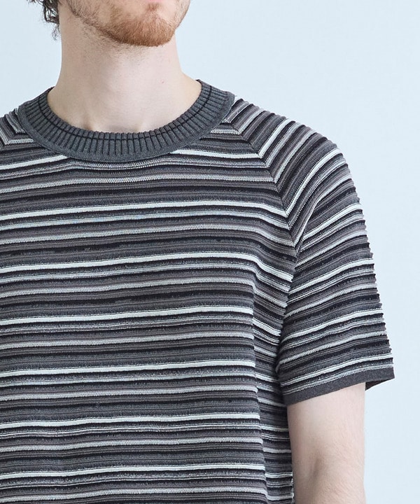 マルチカラーボーダー半袖ニットTシャツ 詳細画像 6