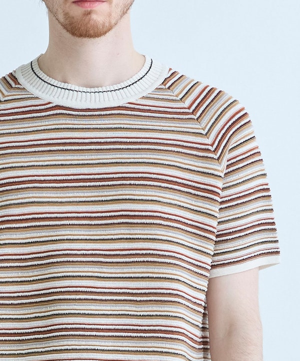 マルチカラーボーダー半袖ニットTシャツ 詳細画像 8