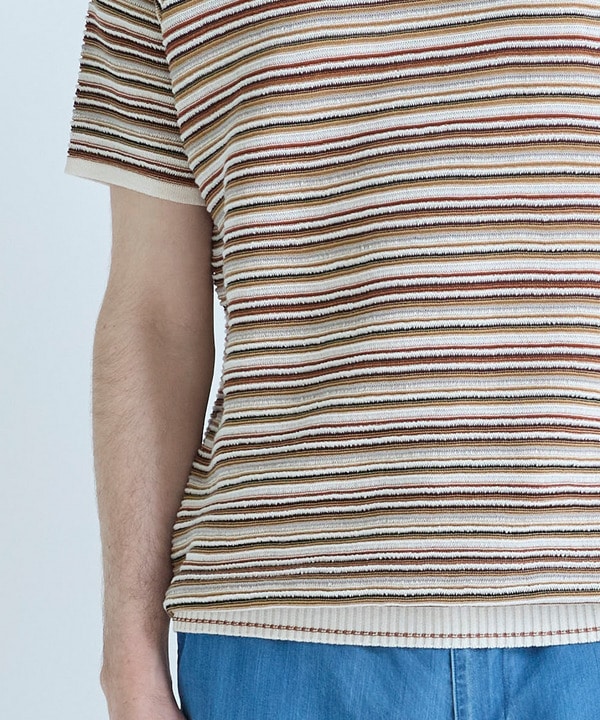 マルチカラーボーダー半袖ニットTシャツ 詳細画像 9