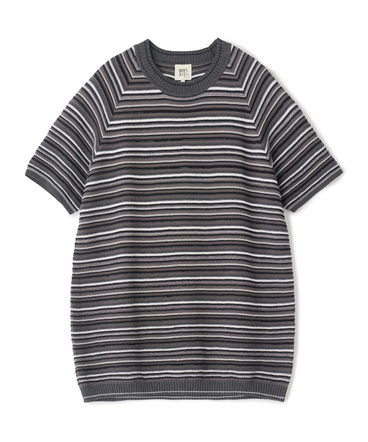 マルチカラーボーダー半袖ニットTシャツ｜メンズファッション通販