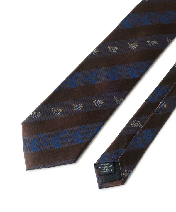 【TIE YOUR TIE /タイユアタイ】フローラル&times;シャドーストライプ柄ネクタイ 詳細画像 1