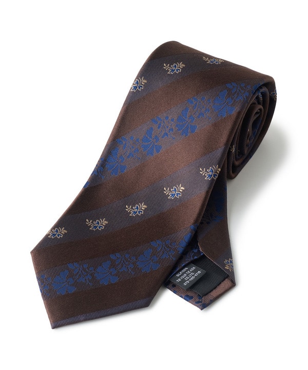 【TIE YOUR TIE /タイユアタイ】フローラル&times;シャドーストライプ柄ネクタイ 詳細画像 ボルドー 1