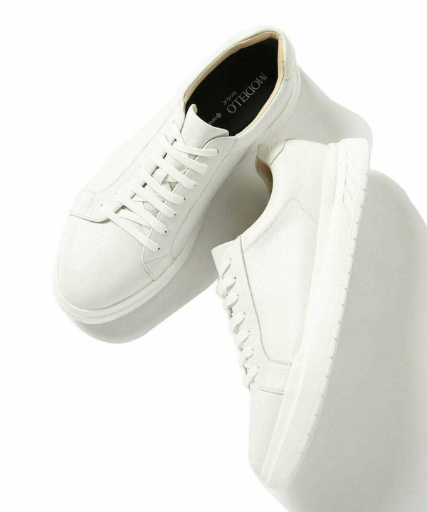 【MODELLO/モデロ】GORETEX 別注 レザースニーカー＜防水・抗菌・抗ウイルス加工・抗カビ・防臭・消臭＞ 詳細画像 ホワイト 1