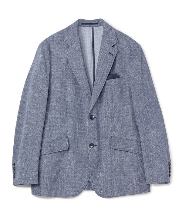 【ACTIVE TAILOR】Dot Air ヘリンボーン&times;千鳥格子/デニム柄 セットアップジャケット＜通気性/吸水速乾/ストレッチ＞ 詳細画像 ブルー 1