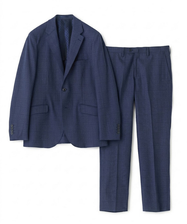 【Loro Piana/ロロ・ピアーナ】ウール梳毛 グレンチェック柄スーツ 詳細画像 ネイビー 1