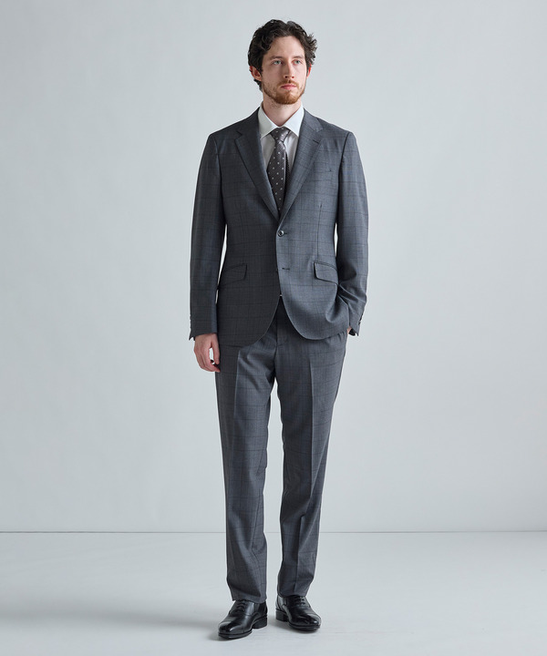 【Loro Piana/ロロ・ピアーナ】ウール梳毛 グレンチェック柄スーツ 詳細画像 グレー 1